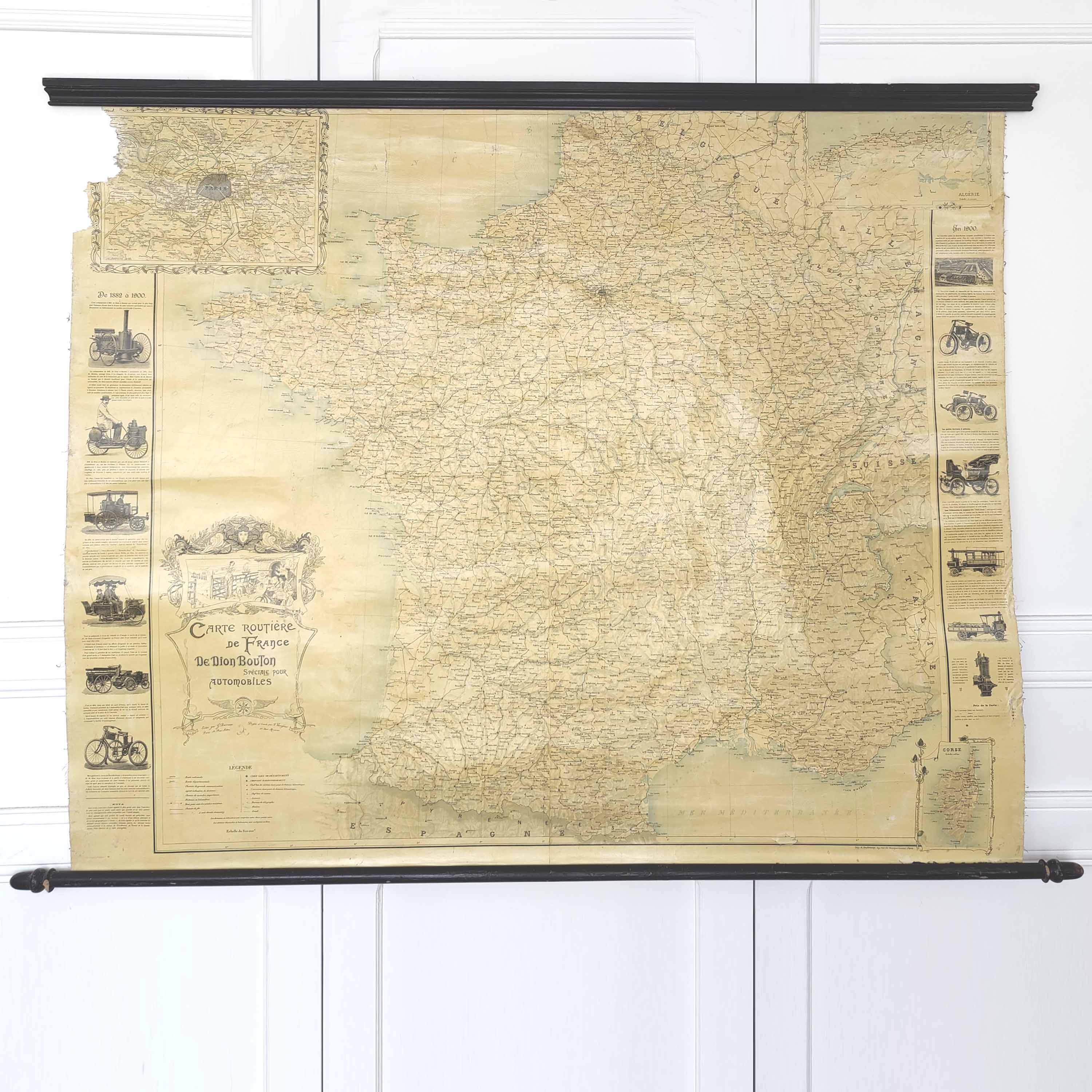 map of France 1900 of Dion Bouton Art Nouveau
