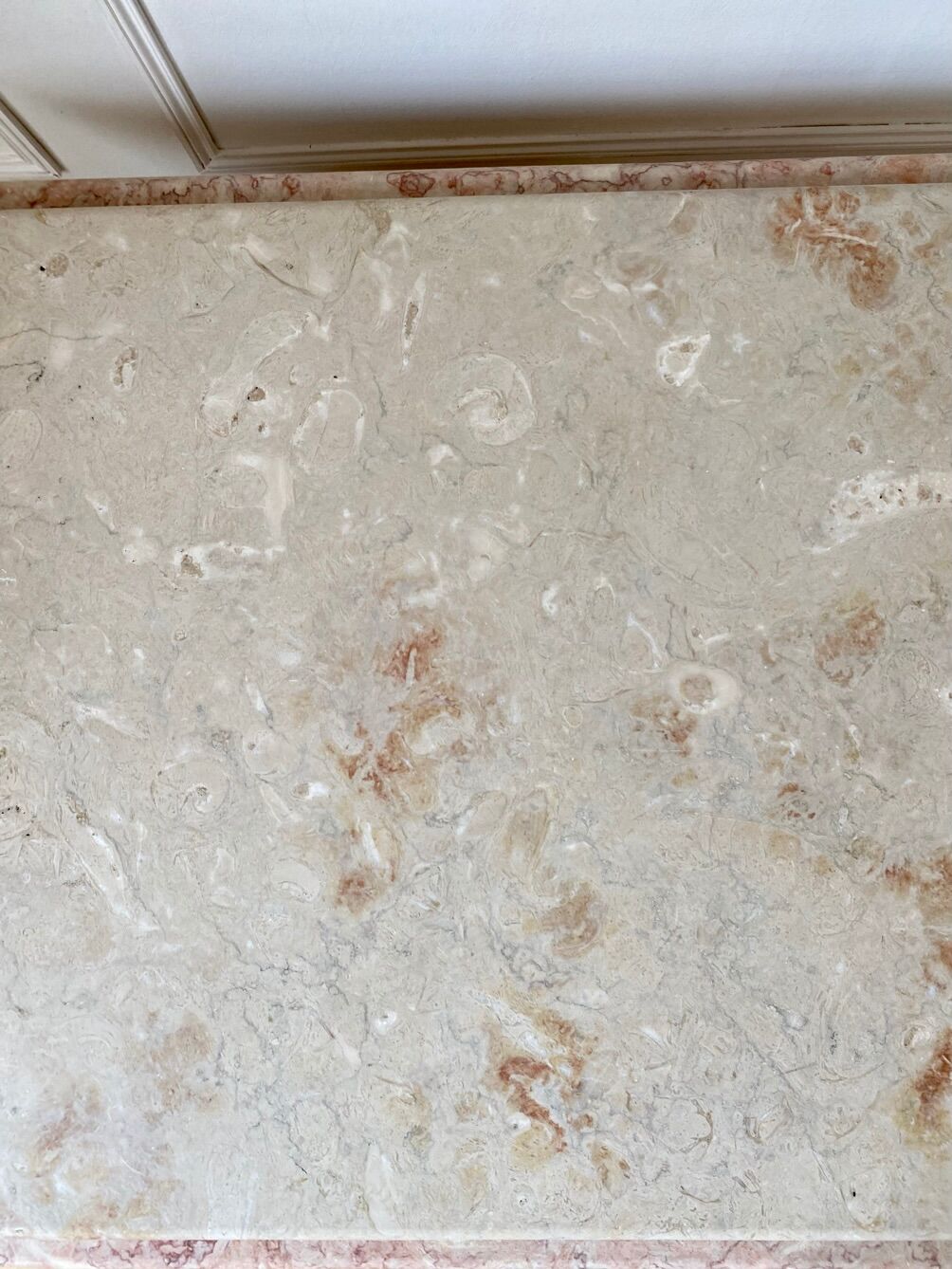 Square coffee table in vintage marble