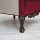 1950s, Danish armchair, red and light grey furniture wool, carved oak wood.