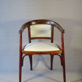 Art Deco desk chair by Fischel in bentwood and leather, 1925