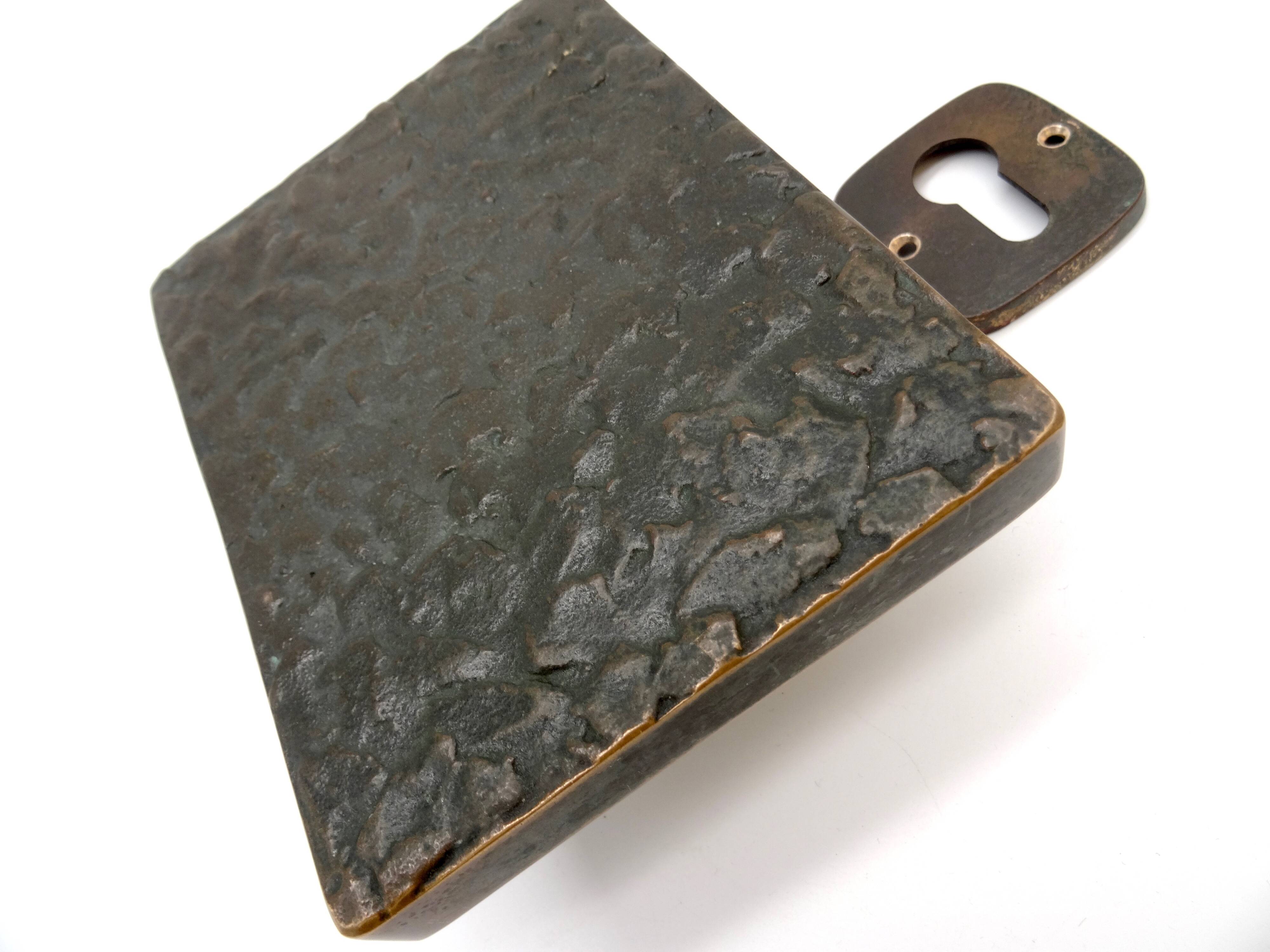 Rare Mid Century Solid Abstract Brutalist Bronze front Door Handle with key hole cover Germany 1960