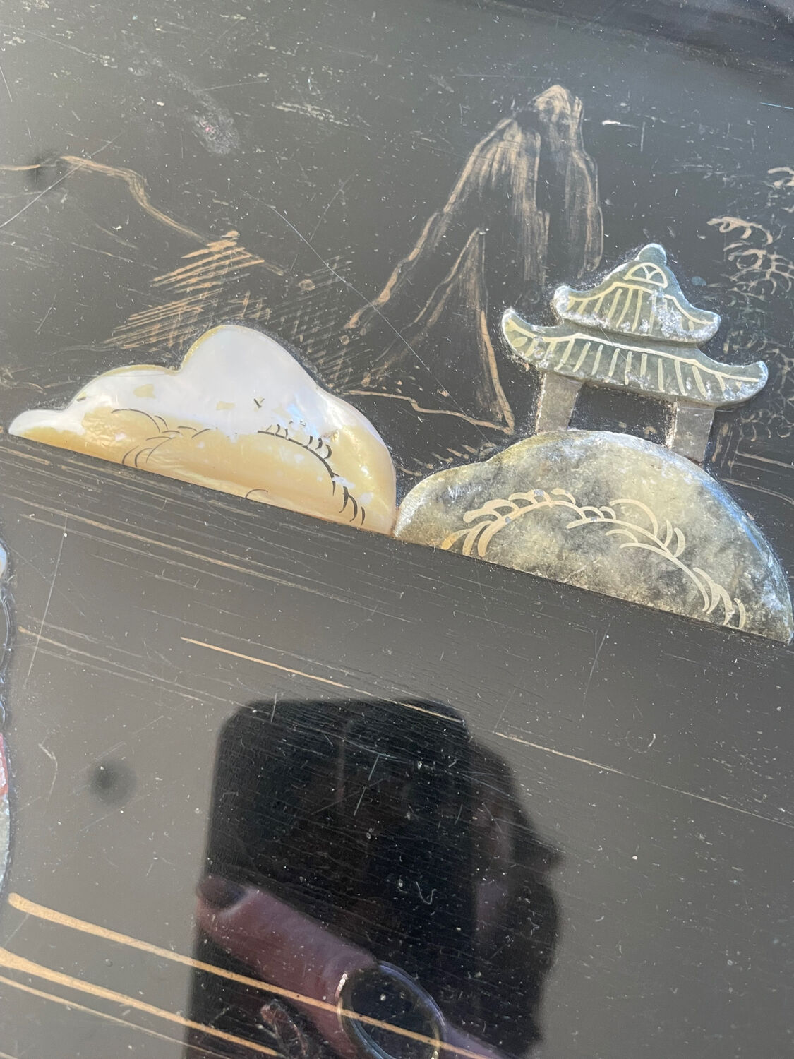 Carved wooden coffee table, Chinese craftsmanship.