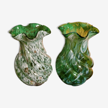 Paire de vases en verre de Clichy et inclusions d’or des années 30