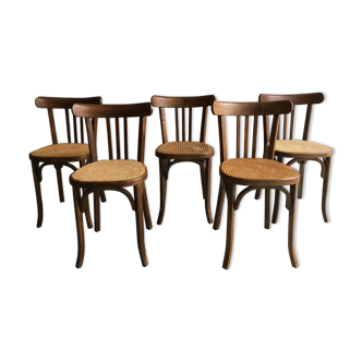 Set of 5 canned Baumann chairs