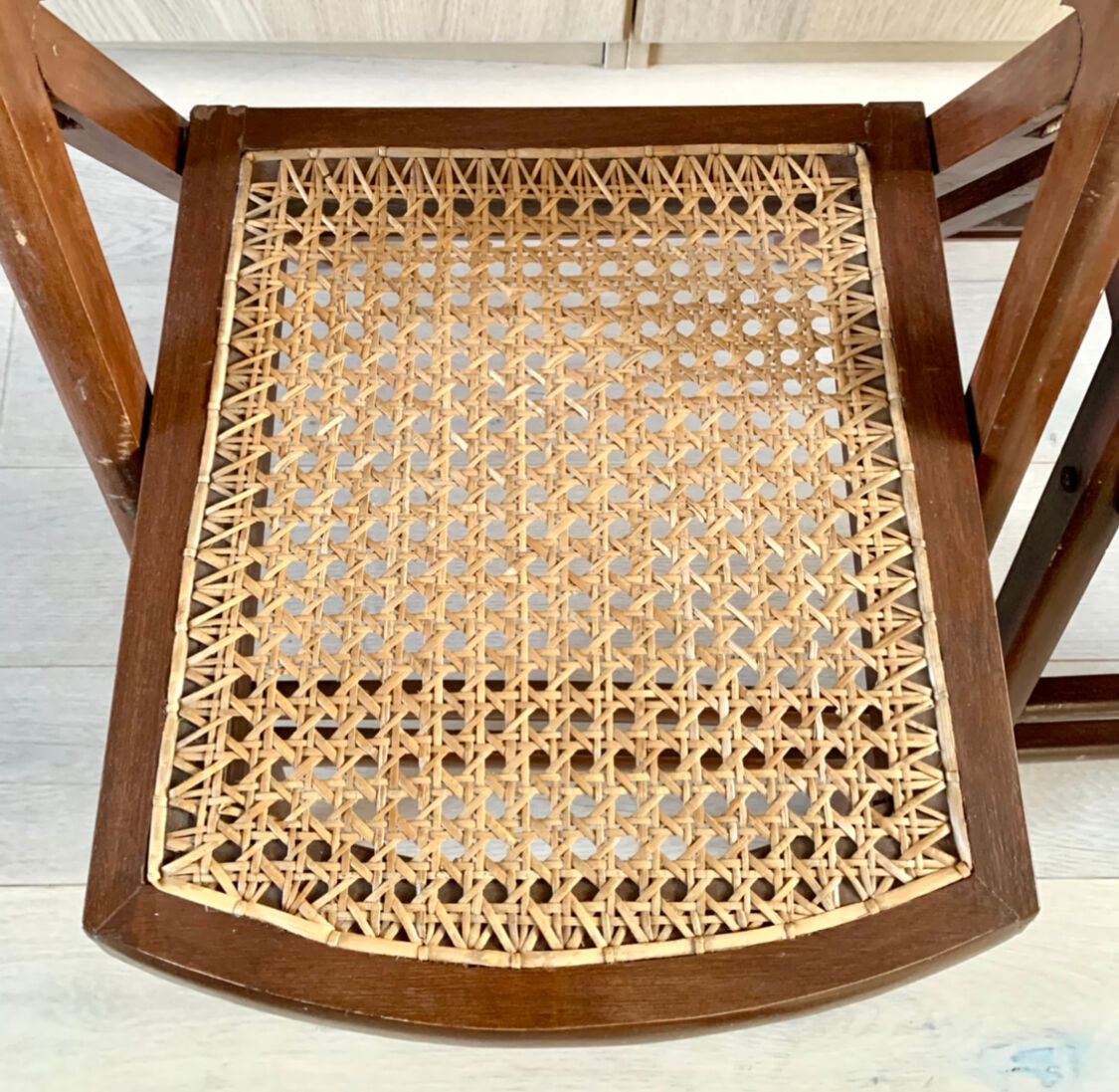 Pair of folding wooden chairs and canning