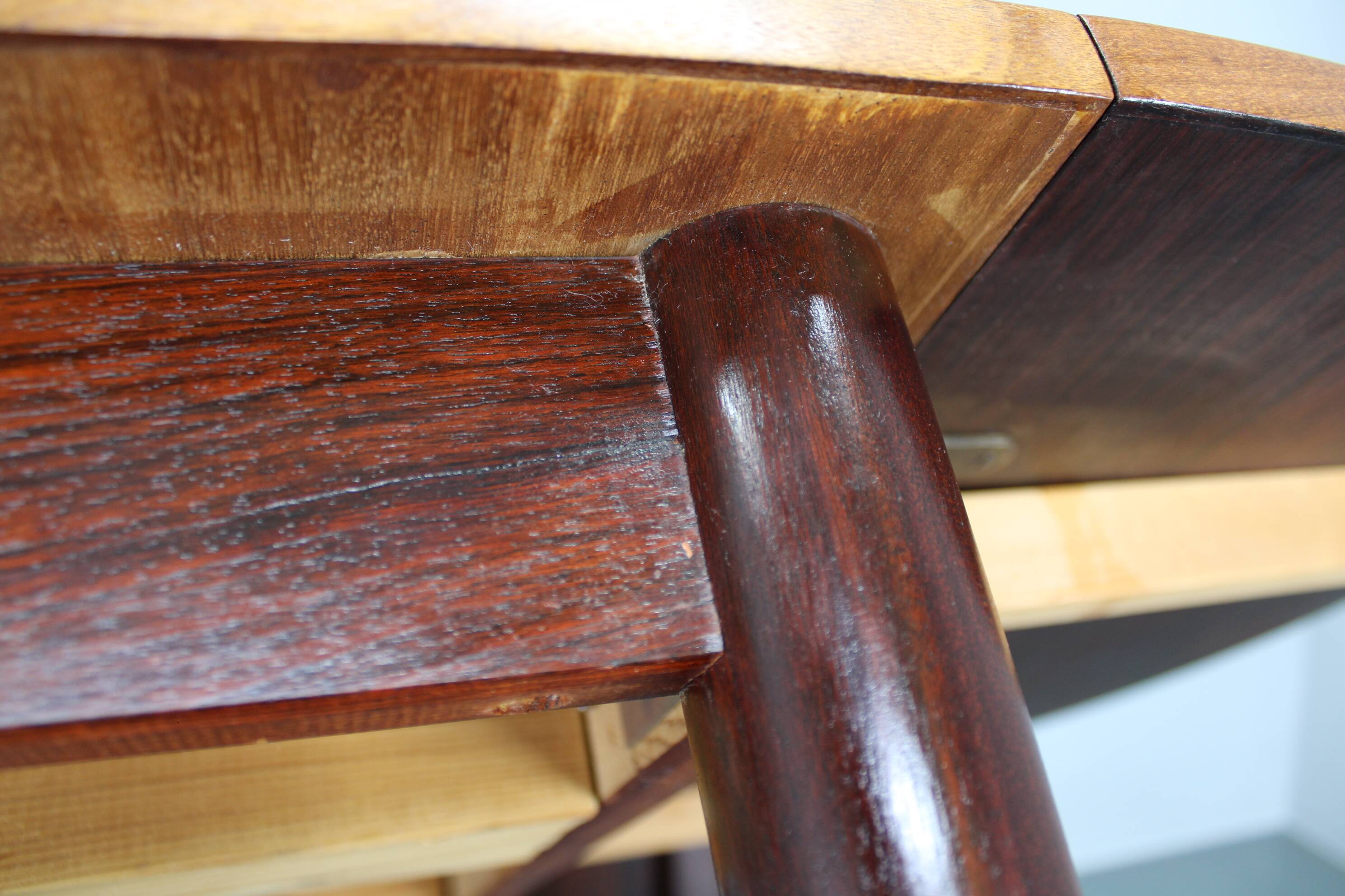 1960s Danish extendable palisander dining table, 4 leaves, restored