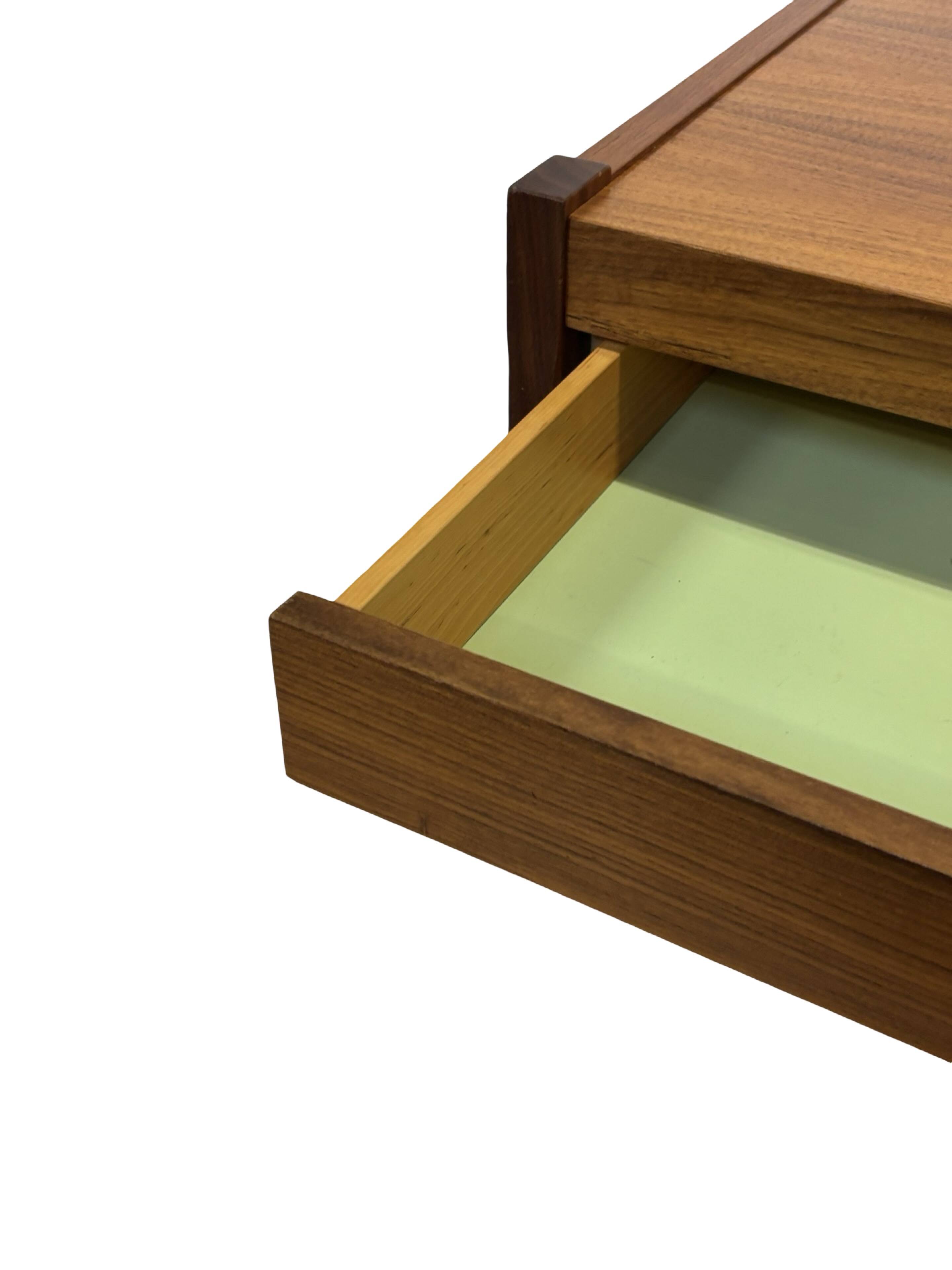 Vintage low sideboard with drawers 70's walnut veneer design