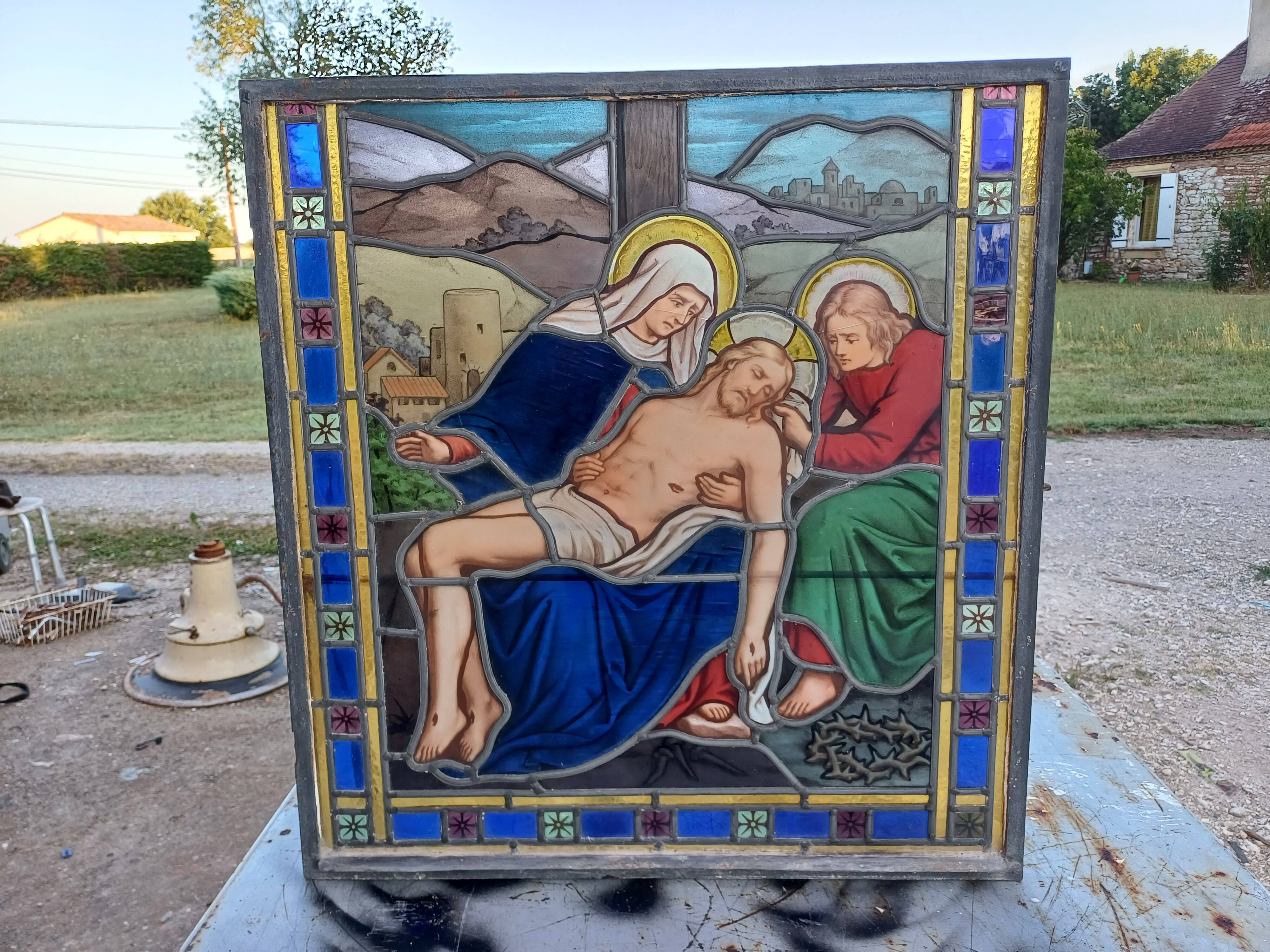 19th century stained glass window “Jesus”