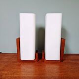 Pair of wall sconces in teak and opaline, Louis Kallf, Philips, 1960