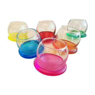Set de 6 verres multicolores design culbuto fond arrondi 350 ml