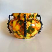Vase art nouveau en verre moucheté