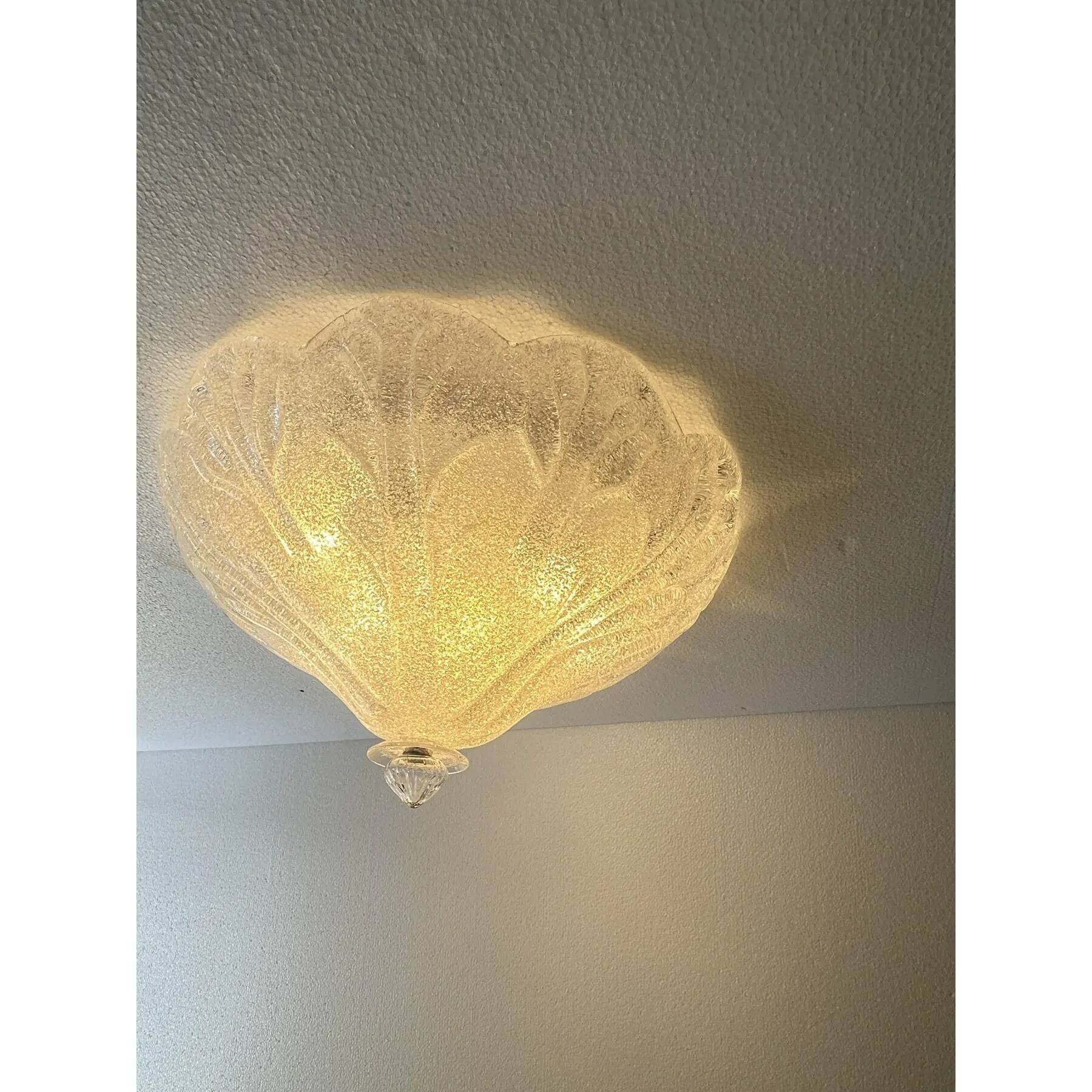 Venetian Vintage Trasparent Graniglia Murano Glass Flush Mount