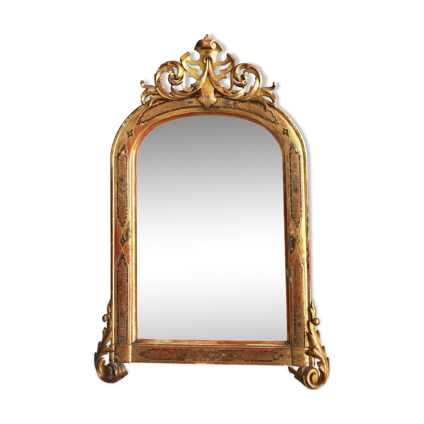 Mirror in wood and gilded stucco and polychrome Napoleon III 95x130cm