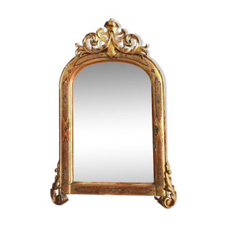 Mirror in wood and gilded stucco and polychrome Napoleon III 95x130cm