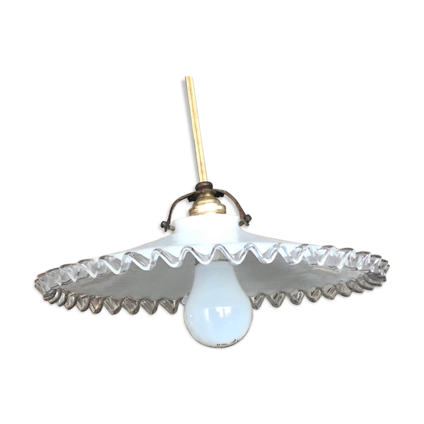 Old white creneled opaline hanging