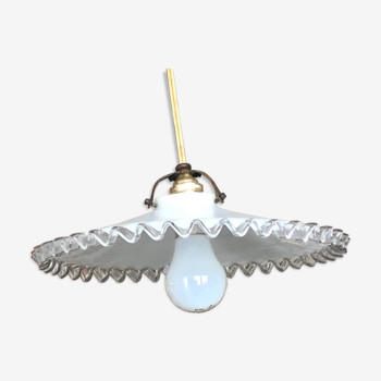 Old white creneled opaline hanging