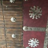 Medieval style bar furniture and two stools