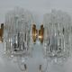 Pair of Wall Sconces Hillebrand Brass Glass Ice Cube Skycraper circa 1970