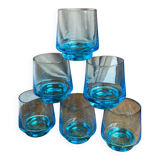 Six verres en verre bleu turquoise