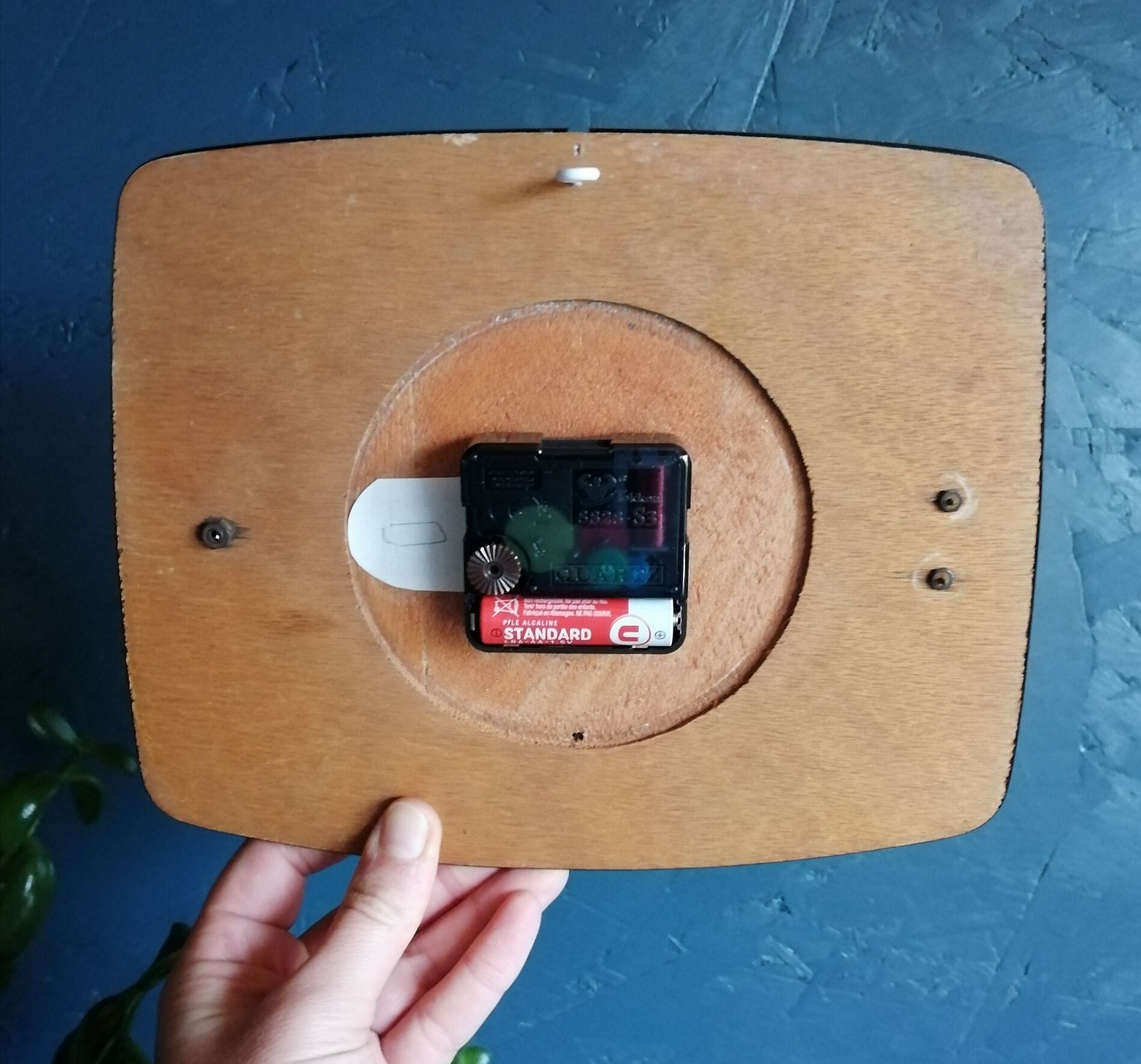 Vintage clock silent wall "Bayard blue green copper"