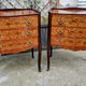Old pair of large bedside tables in rosewood marquetry Louis XV Style