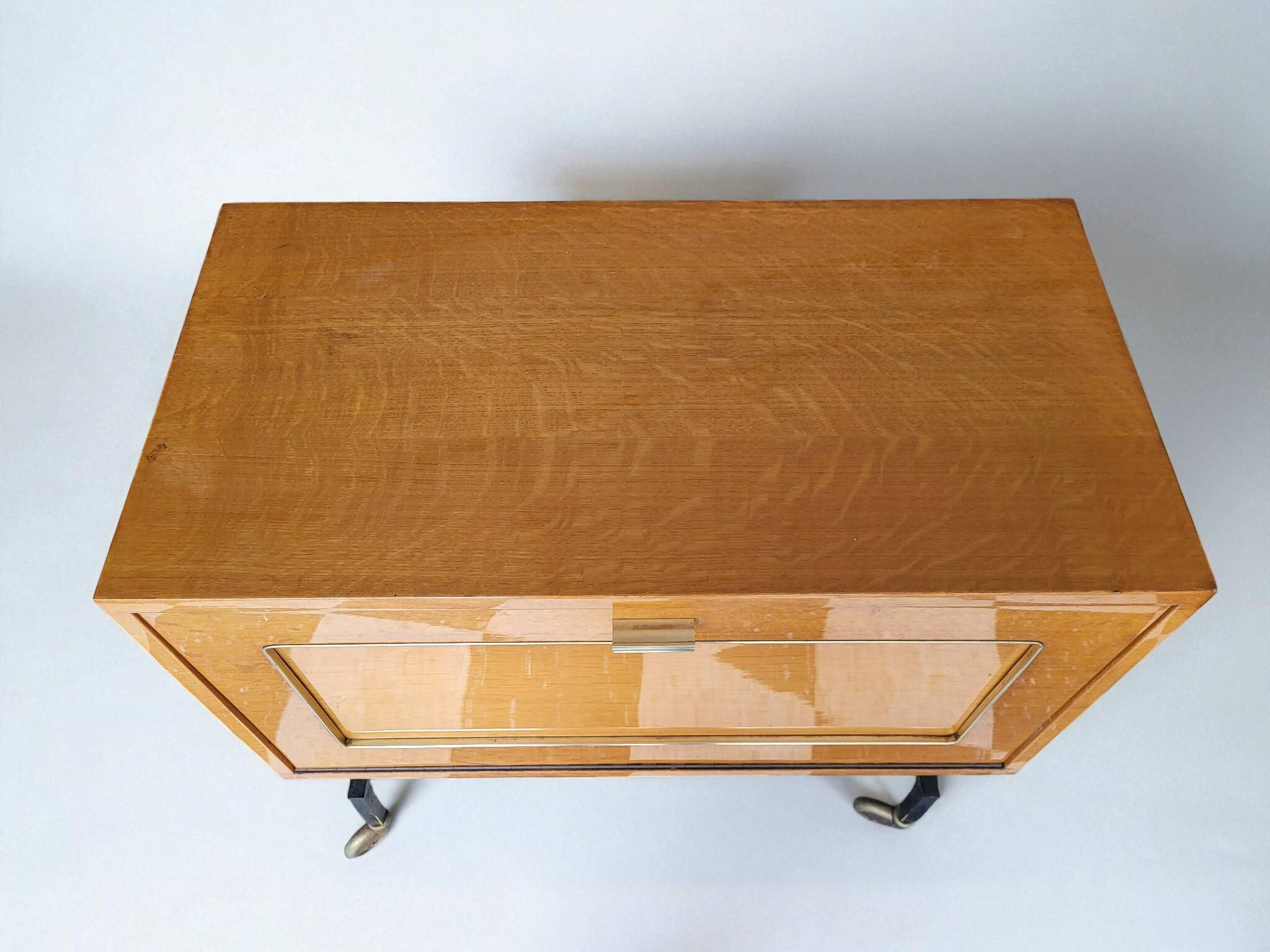 1960s low bar cabinet on wheels