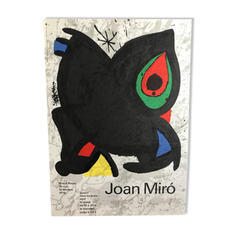 Affiche d'exposition originale de joan miro, grand palais, 1974.
