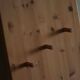 Sculptural wall-mounted coat rack in solid pine, Danish modern, 1980s.