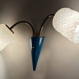 Vintage 50s Blue Glass Wall Lamp