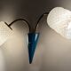 Vintage 50s Blue Glass Wall Lamp