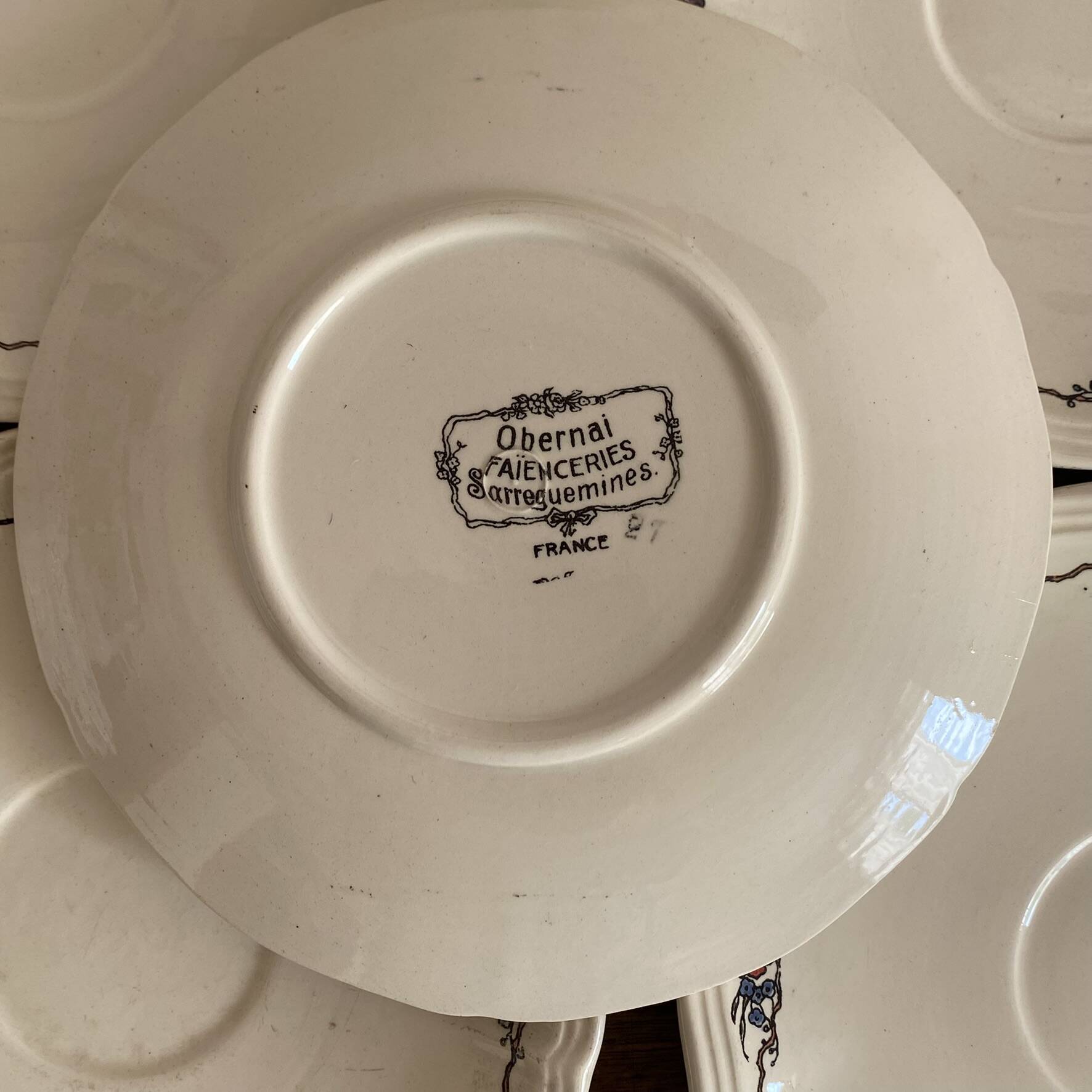 Antique bowls, saucers from Sarreguemines model Obernai.