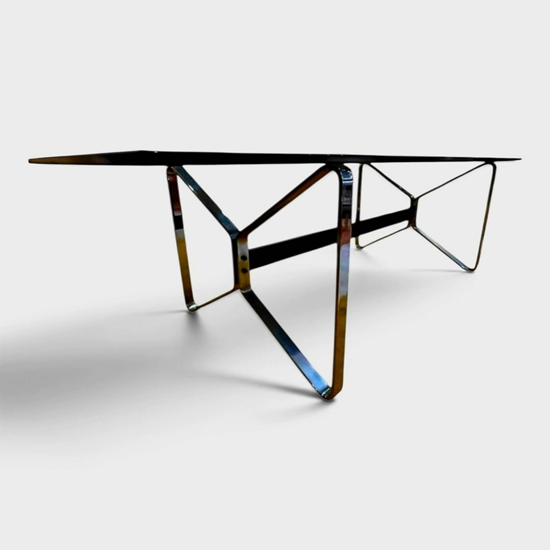 Smoked glass & chrome table design – 1970s Italian style