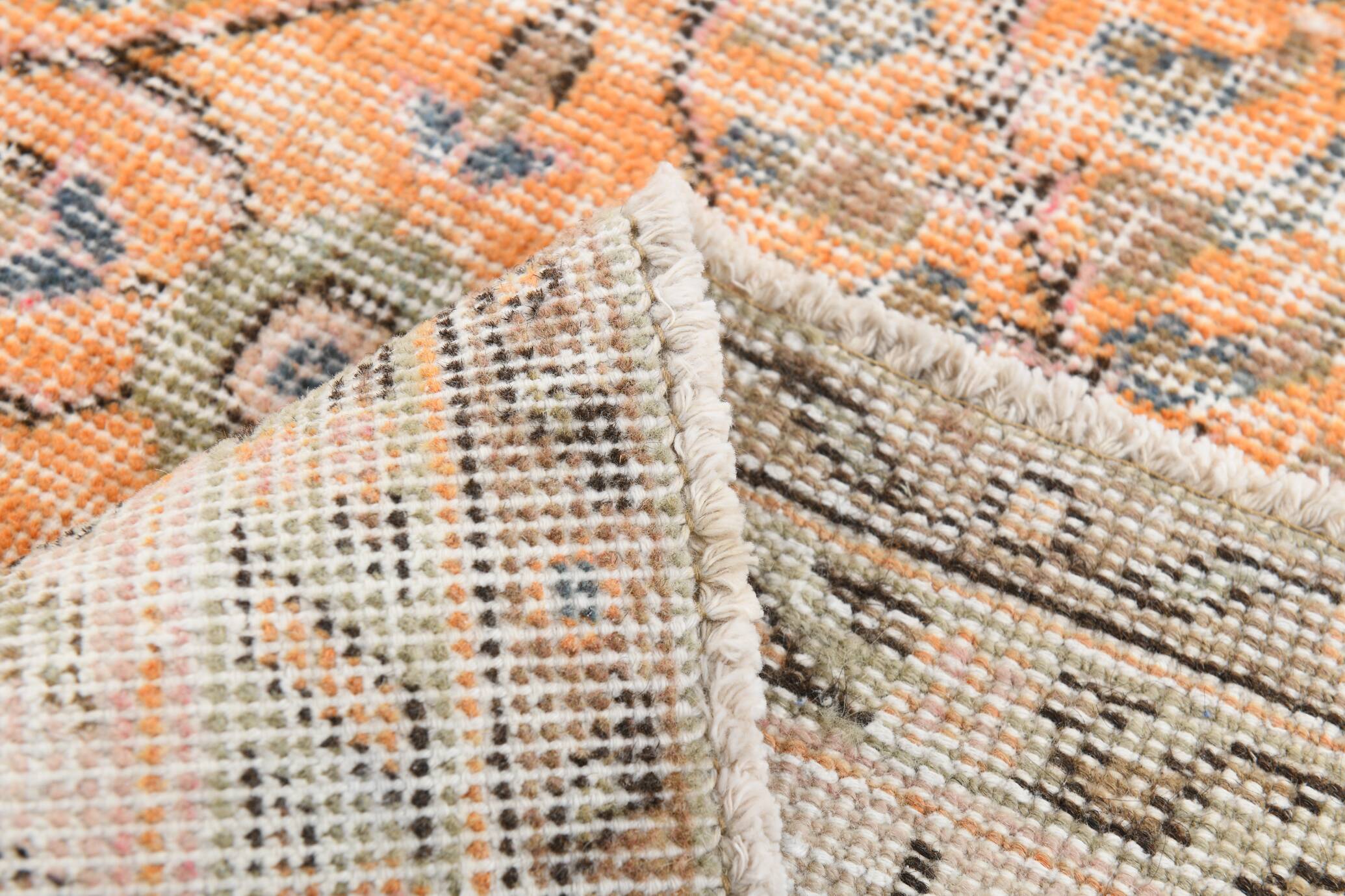 7x10 Pumpink Orange Large Vintage Rug 204x296Cm