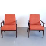 1960 Henryk Lis mid century armchair in rusty orange