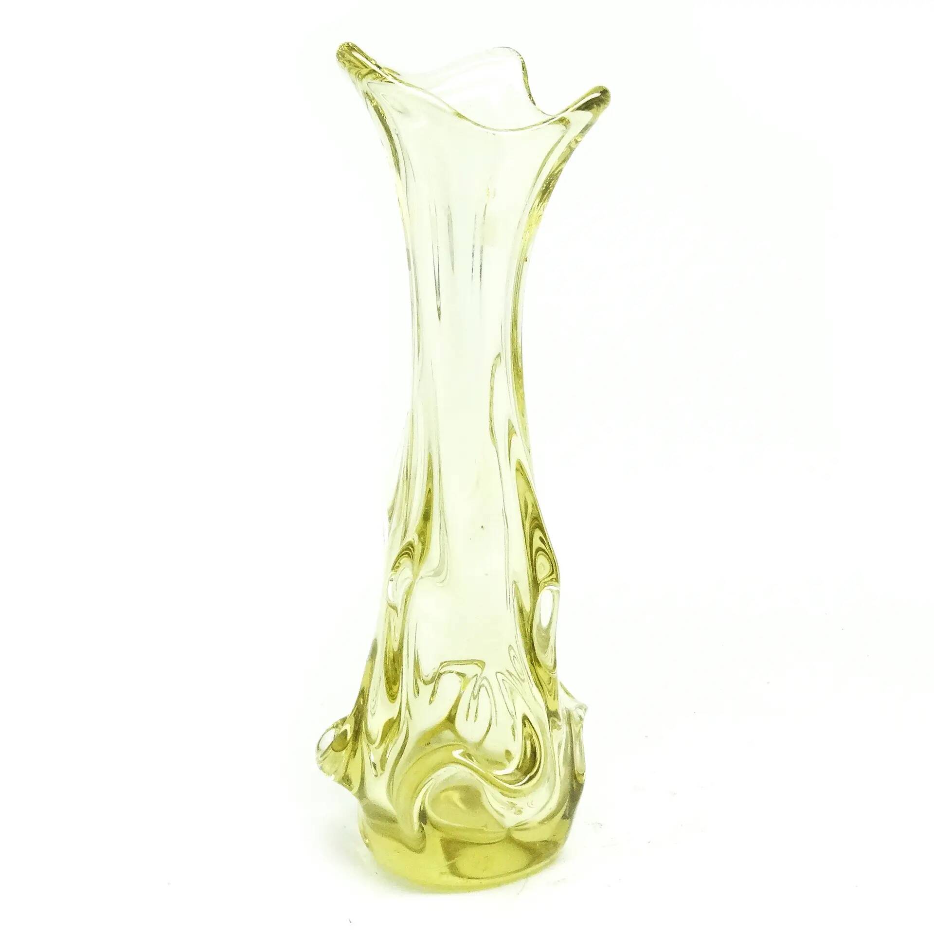 Vase postmoderne, verre jaune, Pologne, années 1970
