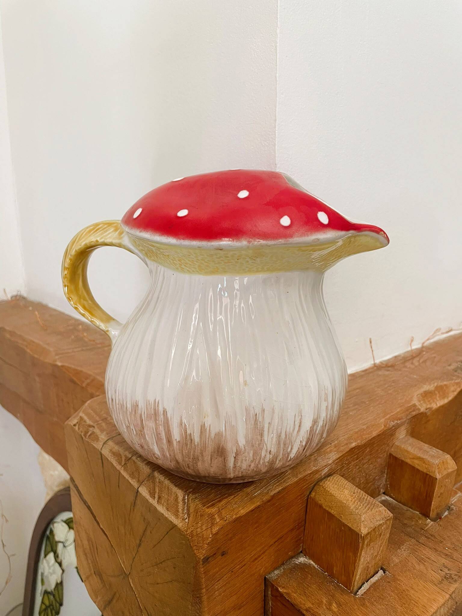 Vintage mushroom barbotine carafe