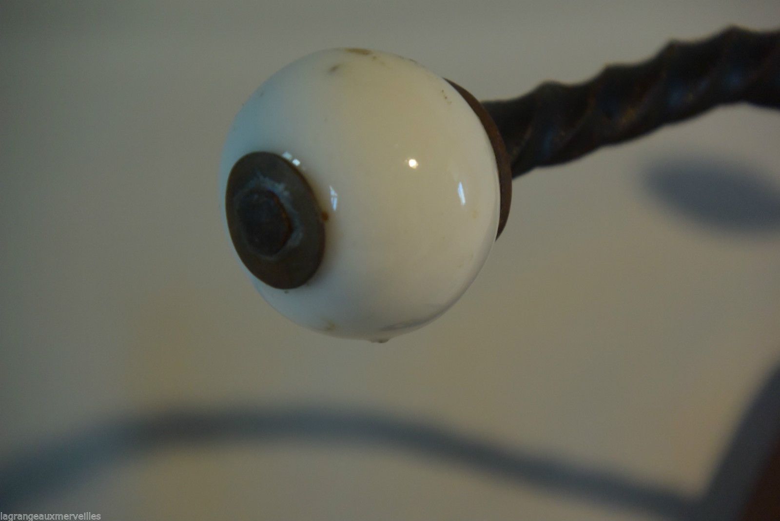 Wearing coat with vintage 70' ceramic ball