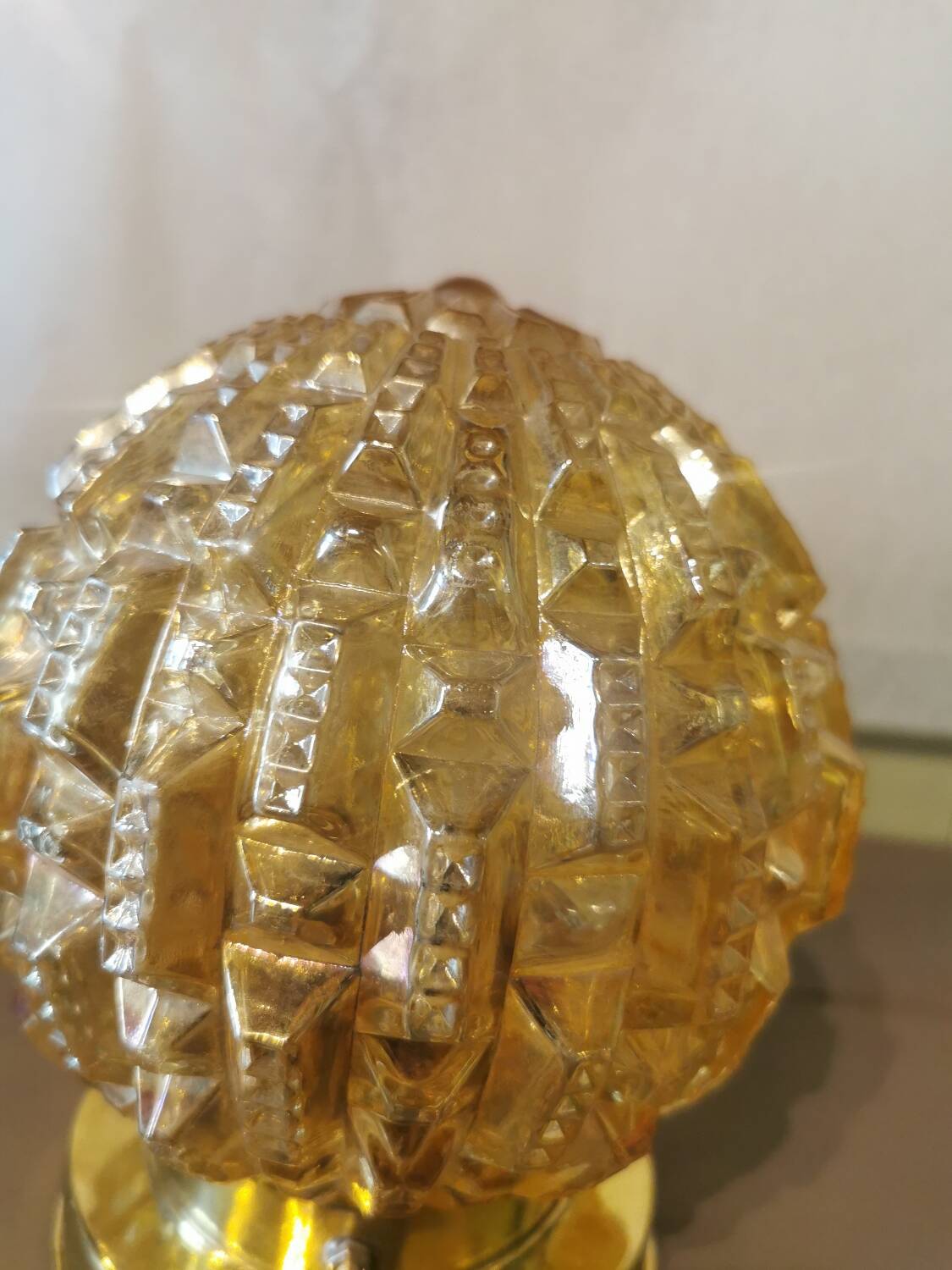 Art Deco glass and brass ball lamp
