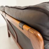 Vintage black leather Dreipunkt Scala design 2-seater sofa.