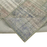 Hand-knotted turkish vintage 176 cm x 249 cm grey patchwork carpet
