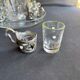 Liquor service Art Nouveau 1/2 Enamelled colored crystal with silver metal frame