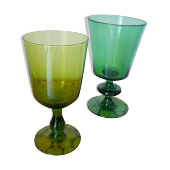 Paire vases coupes vertes