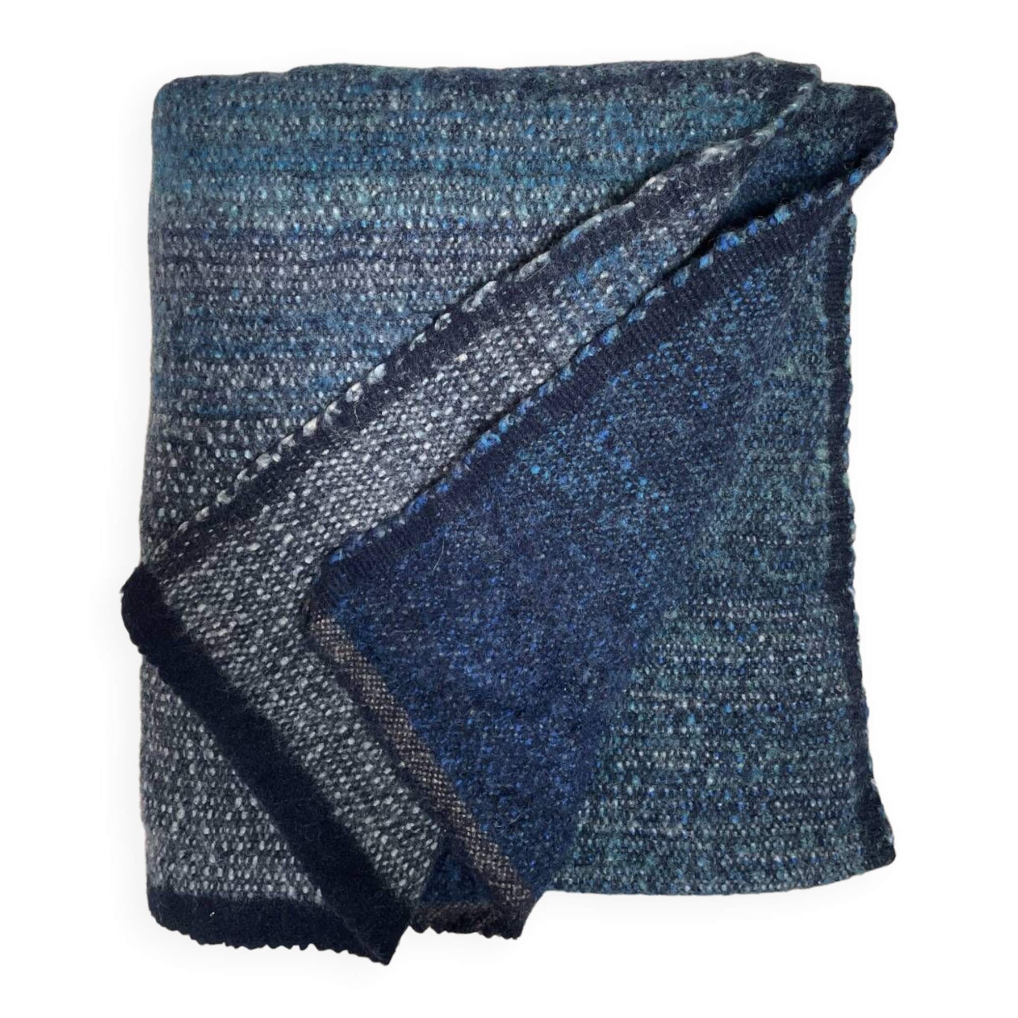 Blue ethnic hand-woven plaid