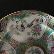 Canton porcelain plate - Character and Bird Decoration - China - 19th Century