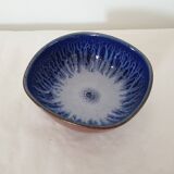 Glazed ceramic bowl / cup Blue interior Signed Alésia