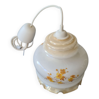 Vintage white opaline flower pendant light