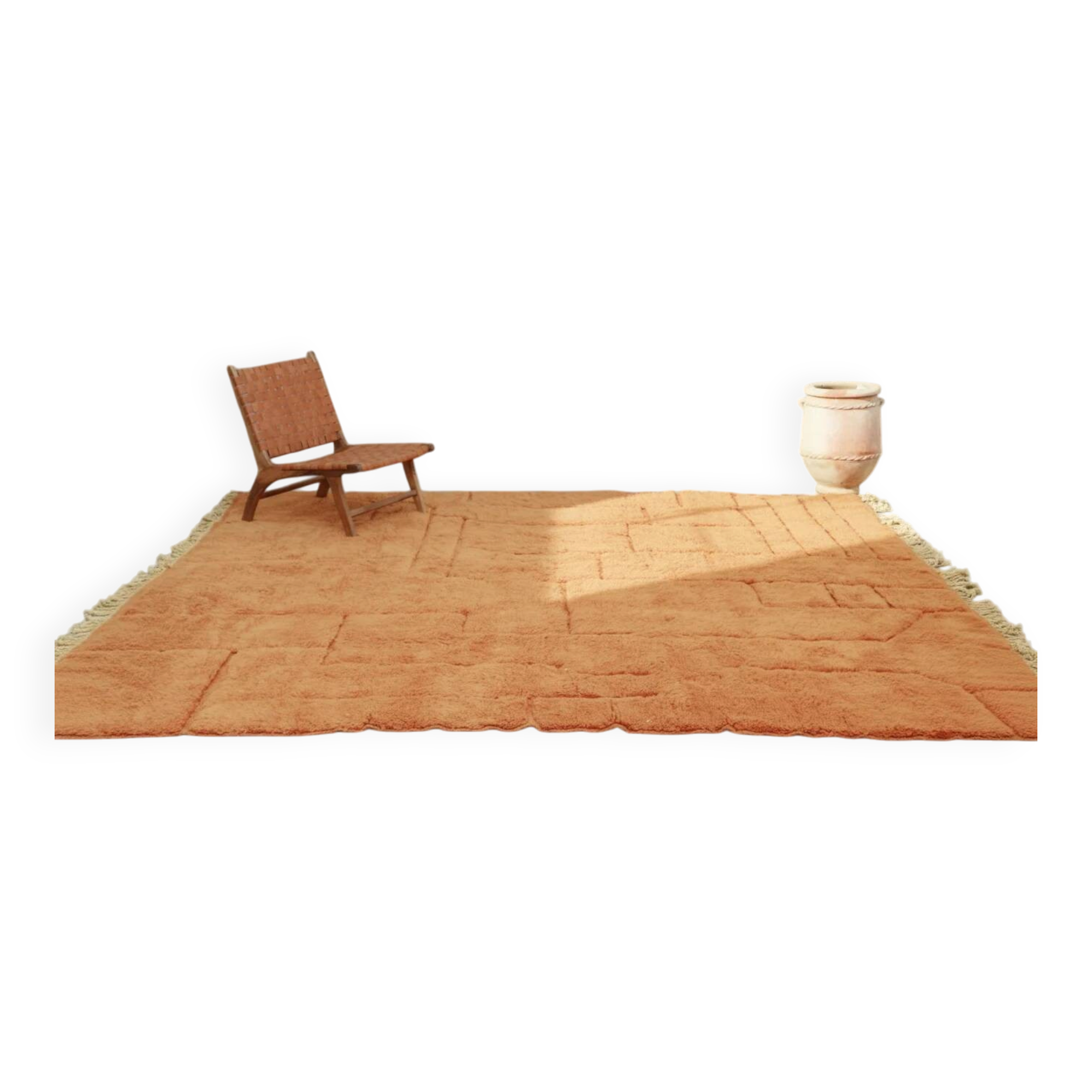 Large Mrirt rug 330×310 cm – Luxury Berber rug in terracotta wool, GO-969
