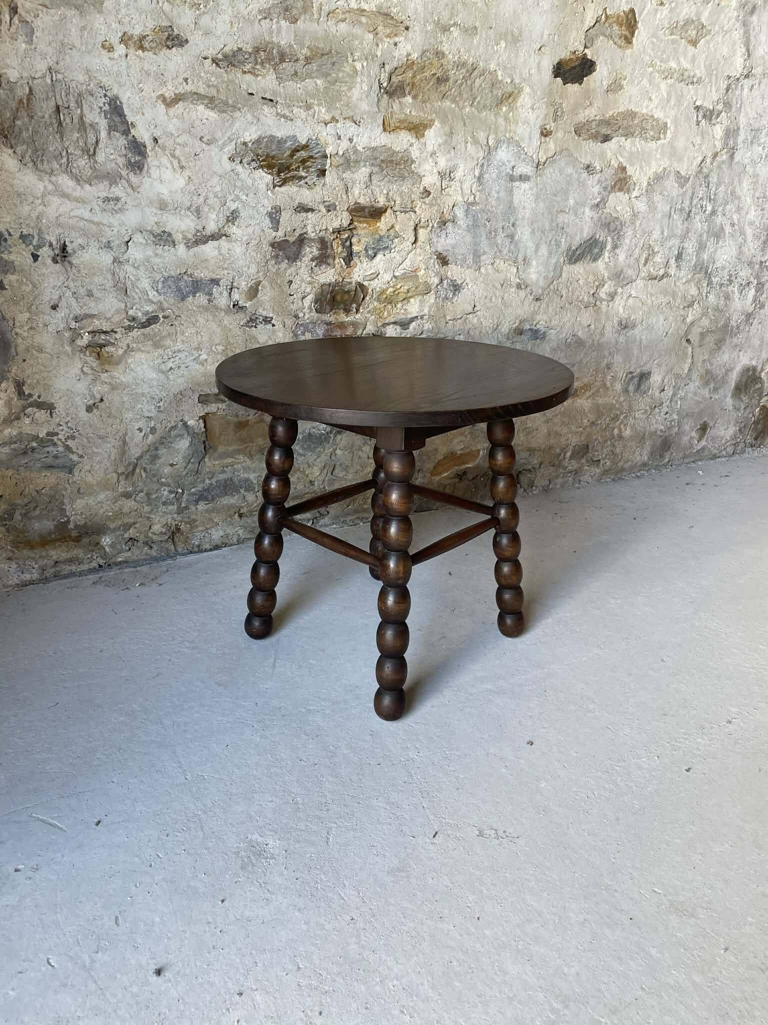 Table basse ronde en bois pieds tournés