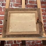 Framed painting of a man on mica.