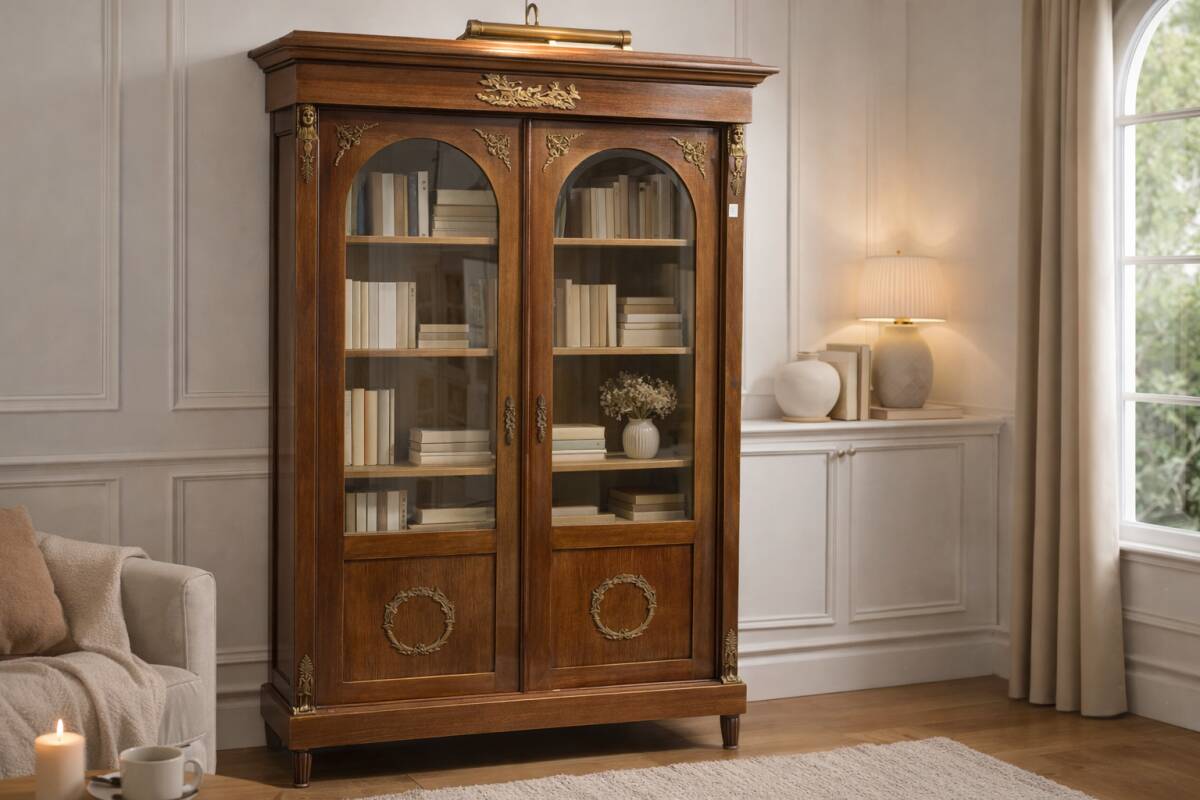 Elegant Empire bookcase, France, circa 1830.